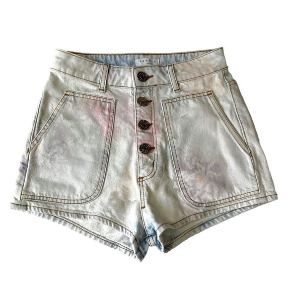 SANDRO Flow Floral Denim Shorts - Picture 1 of 14